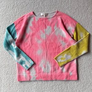 Lisa Todd Pop Art Cashmere Sweater Women XS Tie Dye Colorblock Pink $3